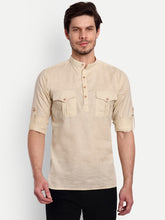 Mens Casual Slim Fit Full Sleeve Double Pocket Cotton Trendy Kurta