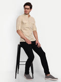Mens Casual Slim Fit Full Sleeve Double Pocket Cotton Trendy Kurta
