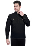 Mens Casual Slim Fit Full Sleeve Double Pocket Cotton Kurta