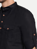 Mens Casual Slim Fit Full Sleeve Double Pocket Cotton Trendy Kurta