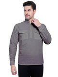 Mens Casual Slim Fit Full Sleeve Double Pocket Cotton Kurta