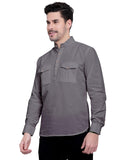 Mens Casual Slim Fit Full Sleeve Double Pocket Cotton Kurta