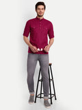Mens Casual Slim Fit Full Sleeve Double Pocket Cotton Trendy Kurta