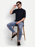 Mens Casual Slim Fit Full Sleeve Double Pocket Cotton Trendy Kurta