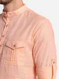 Mens Casual Slim Fit Full Sleeve Double Pocket Cotton Trendy Kurta