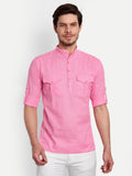 Mens Casual Slim Fit Full Sleeve Double Pocket Cotton Trendy Kurta