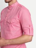 Mens Casual Slim Fit Full Sleeve Double Pocket Cotton Trendy Kurta