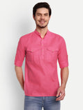 Mens Casual Slim Fit Full Sleeve Double Pocket Cotton Trendy Kurta