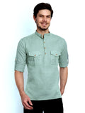 Mens Casual Slim Fit Full Sleeve Double Pocket Cotton Trendy Kurta