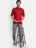 Mens Casual Slim Fit Full Sleeve Double Pocket Cotton Trendy Kurta