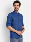 Mens Casual Slim Fit Full Sleeve Double Pocket Cotton Trendy Kurta