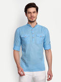 Mens Casual Slim Fit Full Sleeve Double Pocket Cotton Trendy Kurta