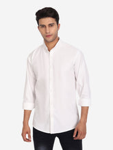 Men Pure Cotton Mandarin Collar Casual Shirt
