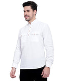 Mens Casual Slim Fit Full Sleeve Double Pocket Cotton Kurta