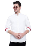 Men Designer Contrast Button Slim Fit Cotton Shirt