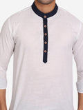 Men Slim Fit Contrast Collar Kurta