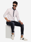 Men Slim Fit Contrast Collar Kurta