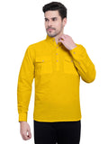 Mens Casual Slim Fit Full Sleeve Double Pocket Cotton Kurta