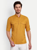 Mens Casual Slim Fit Full Sleeve Double Pocket Cotton Trendy Kurta