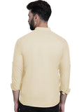 Bhuvikoo Men's Slim Fit Full Sleeve Cotton Beige Color Short Kurta