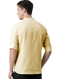 Bhuvikoo Men's Slim Fit Full Sleeve Cotton Beige Color Short Kurta