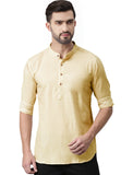 Bhuvikoo Men's Slim Fit Full Sleeve Cotton Beige Color Short Kurta