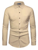 Bhuvikoo Men's Slim Fit Spread Collar Beige Color Cotton Formal Shirt