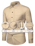 Bhuvikoo Men's Slim Fit Spread Collar Beige Color Cotton Formal Shirt