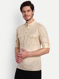 Mens Casual Slim Fit Full Sleeve Double Pocket Cotton Trendy Kurta