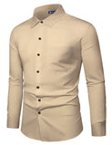 Bhuvikoo Men's Slim Fit Spread Collar Beige Color Cotton Formal Shirt