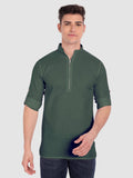 Mens Casual ZIP Style Full Sleeve Cotton Kurta