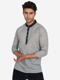 Men Slim Fit Contrast Collar Kurta