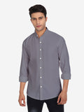 Men Pure Cotton Mandarin Collar Casual Shirt