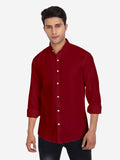 Men Pure Cotton Mandarin Collar Casual Shirt