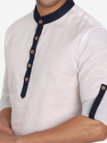Men Slim Fit Contrast Collar Kurta