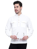 Mens Casual Slim Fit Full Sleeve Double Pocket Cotton Kurta