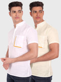 Mens Casual Half Sleeve Slim Fit Kurta (Pack 2)
