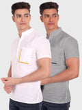 Mens Casual Half Sleeve Slim Fit Kurta (Pack 2)