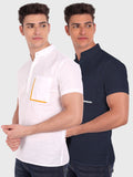 Mens Casual Half Sleeve Slim Fit Kurta (Pack 2)