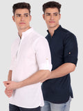 Mens Casual ZIP Style Full Sleeve Cotton Kurta (Pack 2)