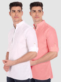 Mens Casual ZIP Style Full Sleeve Cotton Kurta (Pack 2)