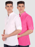Mens Casual ZIP Style Full Sleeve Cotton Kurta (Pack 2)